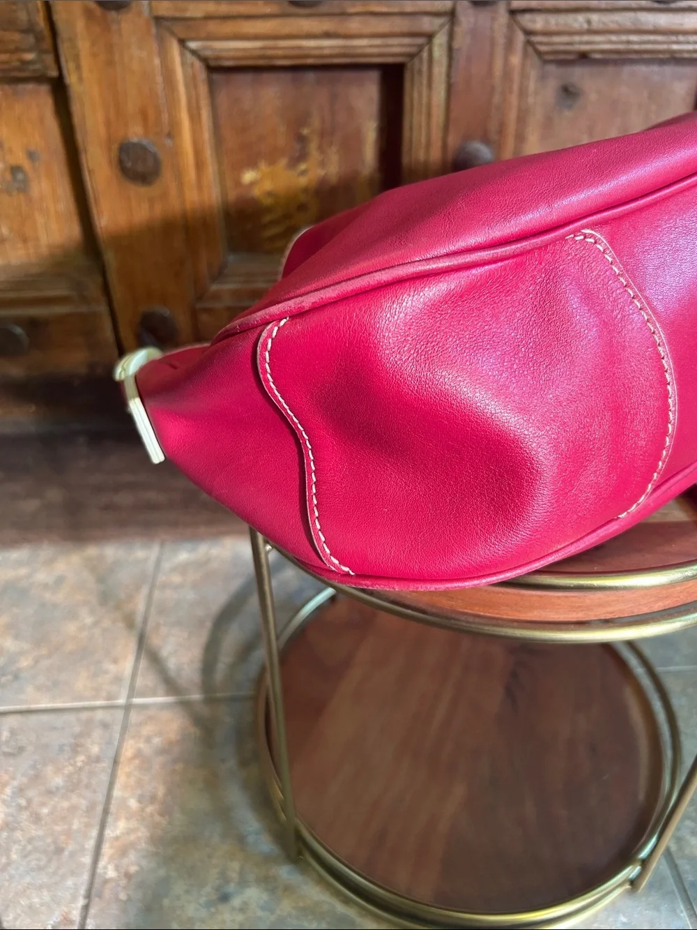 Tod's leather hobo bag, pink/cream color distinct design elements q 13 1/2” x 8”